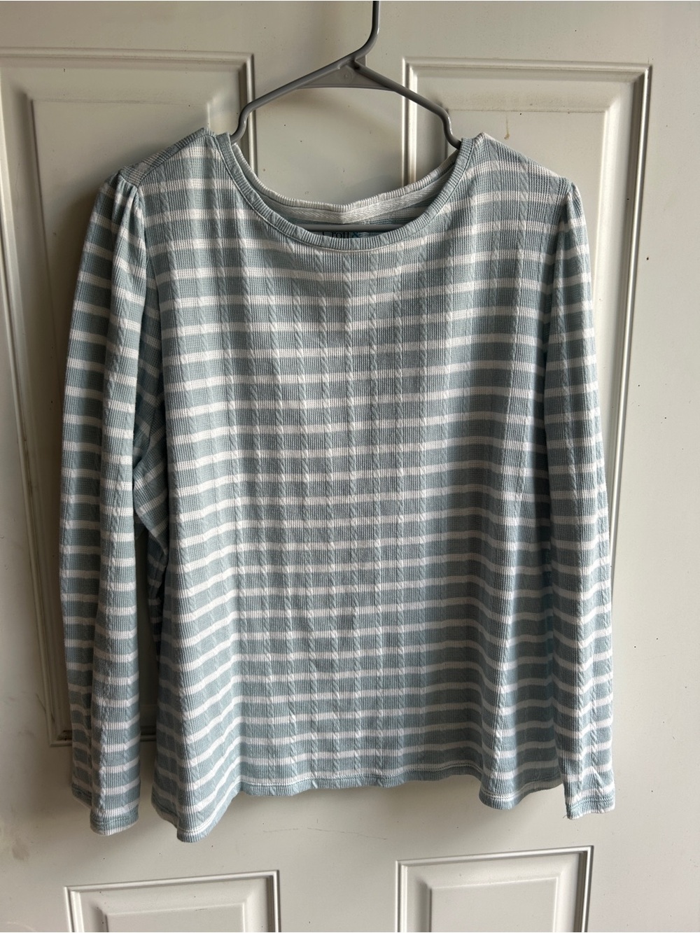 Croft & Barrow Pale Blue and White Striped Knit Top